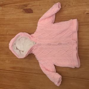 Nordstrom Baby Girls Pink Lined Cable Sweater, 3 months